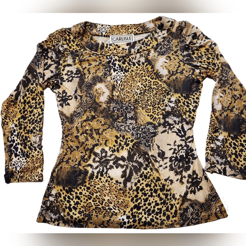 Vintage Carlisle - Silk Animal Print Blouse - Size Small